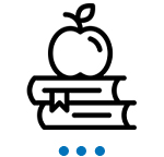 icon with apple sitting on top of two books