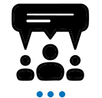 icon of 3 figures with speech bubble