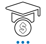 icon of money sign with graduation cap on top